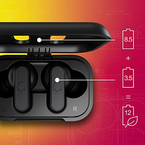 Skullcandy Dime 2 Wireless Earbuds, Bluetooth Headphones, Noise Isolating Fit, Up to 12 Hours Battery, Microphone for iPhone Android, Easy Carry with Integrated Lanyard - True Black