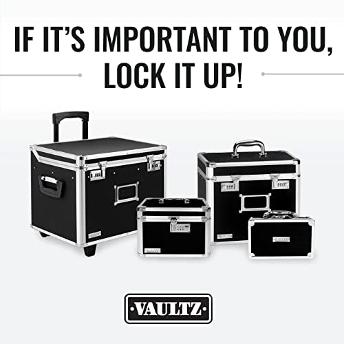 Vaultz Secure Security Lock Boxes - Safe Combination Lock Box, Storage for Documents, Valuables, Medicine & Money - 9.88 x 7.75 x 7 Inch - Black/Chrome
