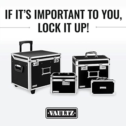 Vaultz Secure Security Lock Boxes - Safe Combination Lock Box, Storage for Documents, Valuables, Medicine & Money - 9.88 x 7.75 x 7 Inch - Black/Chrome