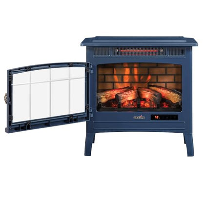 duraflame Freestanding Electric Fireplace Stove Heater with 3D Flame Effect for 1,000 Sq. Ft. Room, Navy