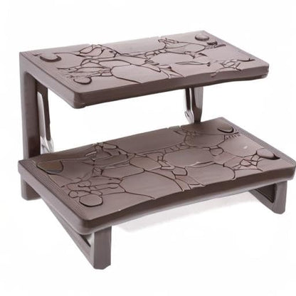 XtremepowerUS Universal Multi Purpose 2-Step Spa Hot Tub Pool Outdoor Indoor Camper RV Deck Steps Sided Step, Mocha