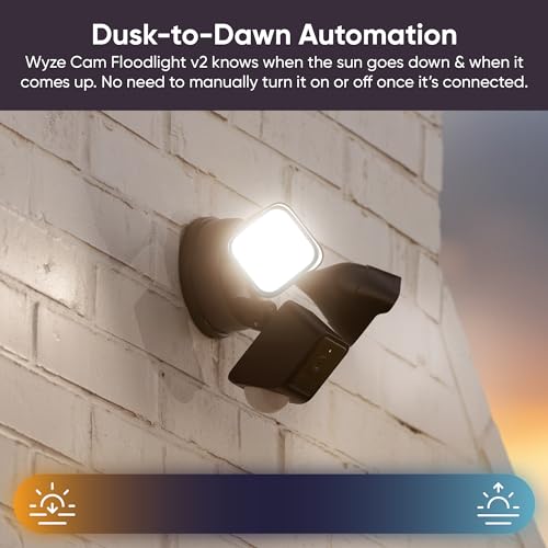 WYZE Floodlight Camera v2, Security Camera Outdoor, 2K HD with Color Night Vision, 2800-Lumen LEDs, 160° Wide View, 105dB Siren, Works with Alexa & Google Assistant, Wired, Free Expert Support