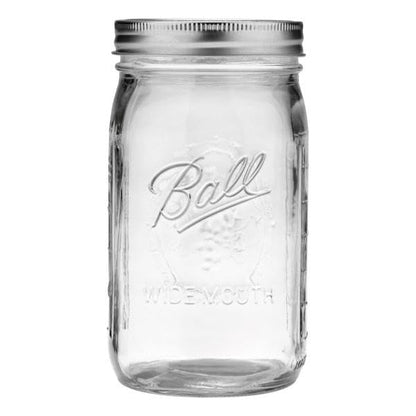 Ball Wide Mouth Glass Mason Jars with Lids and Bands, Used for Canning, Pickling, Juice, Jam, Jelly, Quart Size 32 Ounce (Pack of 2)