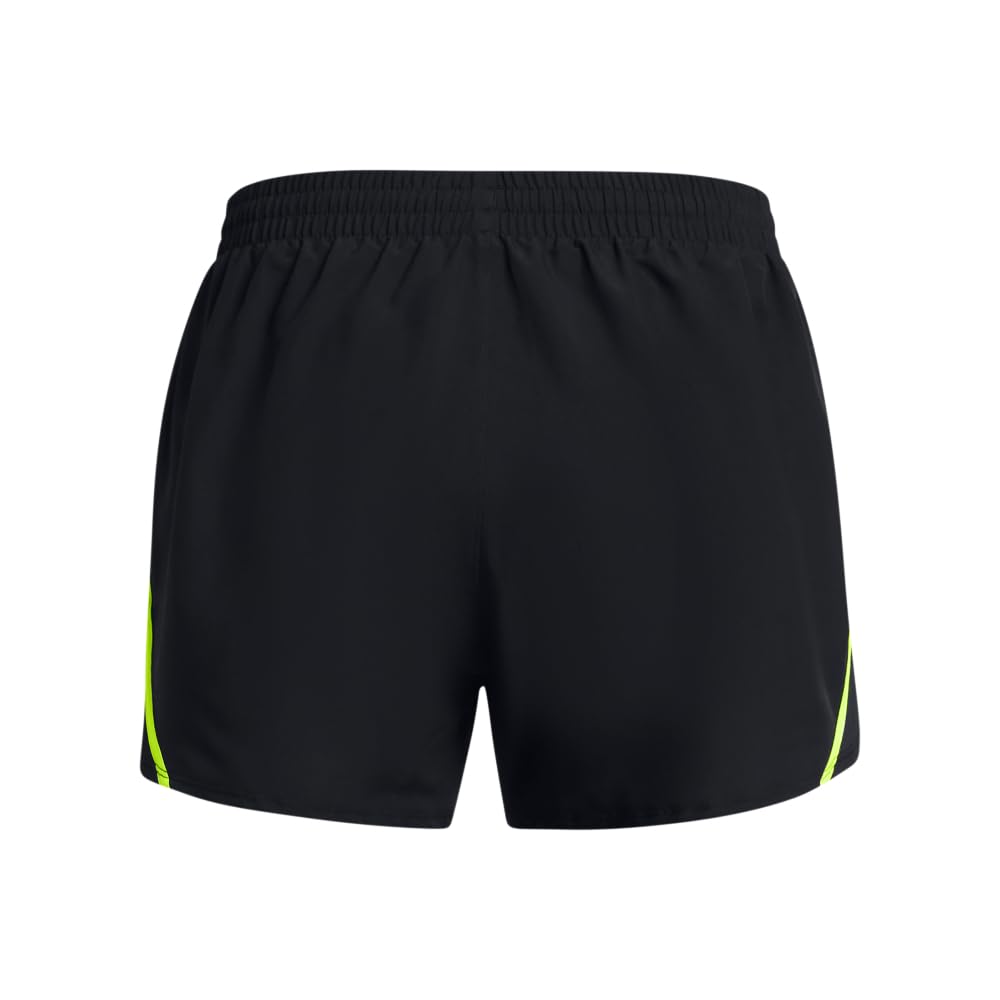 Under Armour Womens Fly by Shorts, (003) Black/High-Vis Yellow/Reflective, Medium