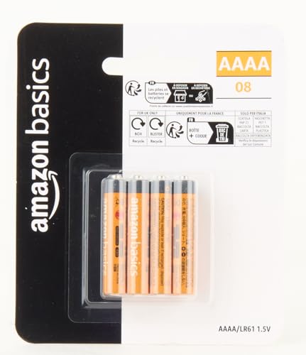 Amazon Basics 8-Pack AAAA Alkaline High-Performance Batteries, 1.5 Volt, 3-Year Shelf Life