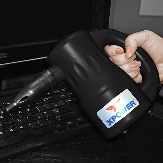 XPOWER A-2 Airrow Pro Electric Air Duster for Dusting, Drying, Inflating, Car Detailing, Computer, Leaf Blowing, 90 CFM, 7 Nozzles+2 Brushes, High Performance Motor, Eco-Friendly, Jet Black