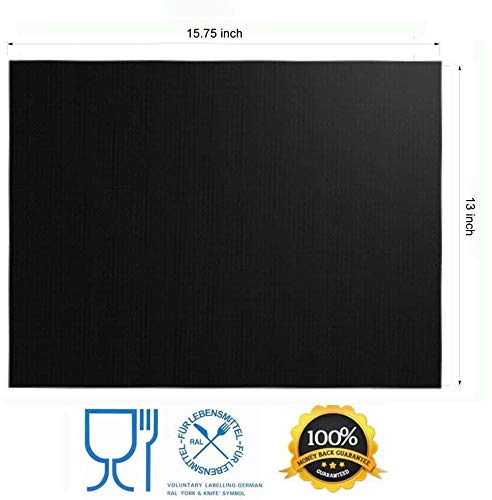 Renook Grill Mat Set of 6-100% Non-Stick Reusable Mats for Gas, Charcoal or Electric Grills - Easy to Clean - 15.75 x 13-Inch, Black