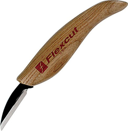 FLEXCUT Roughing Knife KN14, 1095 High Carbon Steel Blade Wood Carving Tool | Ash Wood Handle | 1-3/4 inch Blade Bevel LengthFlexc KN14
