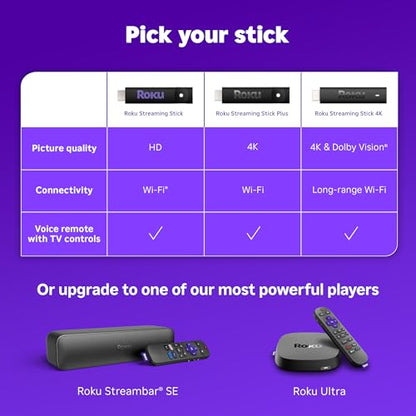 Roku Streaming Stick Plus 2025 - 4K & HDR Roku Streaming Device for TV with Voice Remote - Free & Live TV