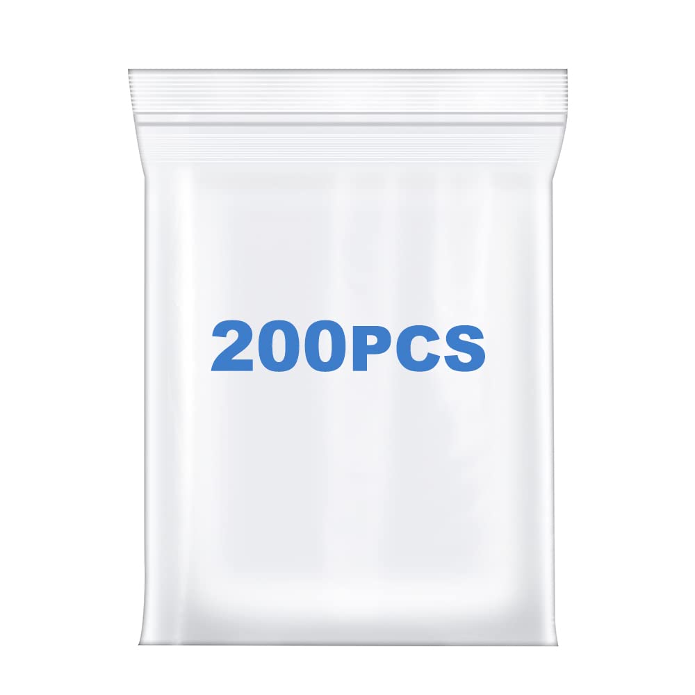 Somoga 200 PCS 1" x 1" Thick 4 Mil Small Clear Zip Poly Bags Plastic Reclosable Zip Seal Lock Bags Heavy-Duty Necklace Ring Coin Beads Jewelry Pill Zipper Bag