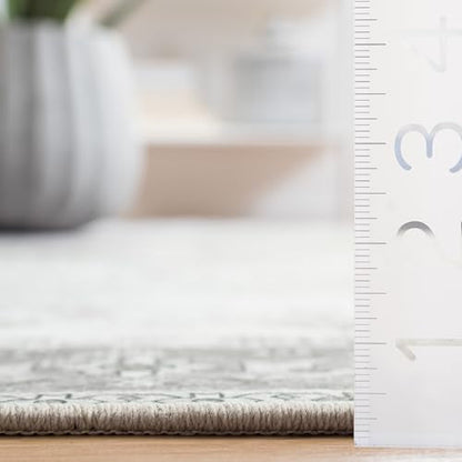 SAFAVIEH Tucson Collection Area Rug - 10' Square, Dark Sage/Ivory, Geometric Design, Machine Washable Indoor/Outdoor & Washable-Ideal for Patio, Backyard, Mudroom (TSN102F)