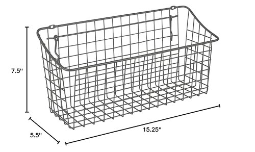 Spectrum Pegboard & Wall Mount Wire Basket Extra Large (Industrial Gray) - Storage & Organizer for Garage, Tools, Shed, Home, Work Bench, Crafts, & More