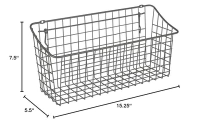 Spectrum Pegboard & Wall Mount Wire Basket Extra Large (Industrial Gray) - Storage & Organizer for Garage, Tools, Shed, Home, Work Bench, Crafts, & More