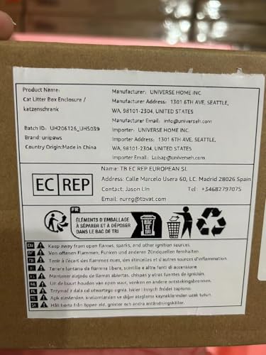 unipaws Cat Litter Box Enclosure Furniture, Cat Washroom, Hidden Litter Box Cover, Cabinet for Large Cat, Dog Proof Cat Litter Boxes, Hideaway Litter Box, Cat House, White