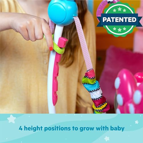 Bright Starts Disney Baby MINNIE MOUSE PeekABoo Baby Activity Center Jumper with 8 Toys, Lights & Sounds, 360-Degree Seat, 6-12 Months (Pink/Blue)