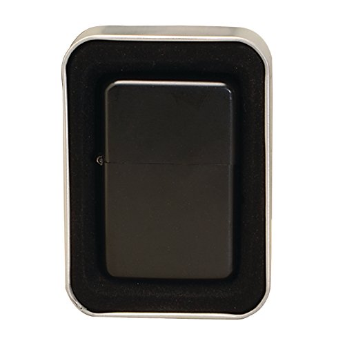 Thirsty Rhino Klik, Windproof Refillable Oil Wick Lighter with Vintage Flip Top and Aluminum Gift Case (Black)