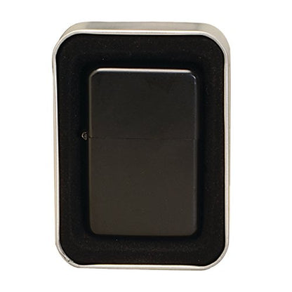 Thirsty Rhino Klik, Windproof Refillable Oil Wick Lighter with Vintage Flip Top and Aluminum Gift Case (Black)