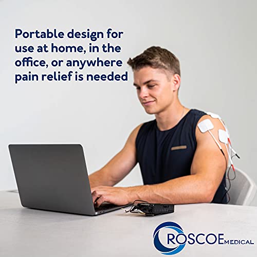 Roscoe Medical TENS Unit and EMS Muscle Stimulator, Twin Stim, OTC TENS Machine for Lower Back Pain Relief, Neck Pain, or Sciatica Relief, Clinical Strength Stim Machine