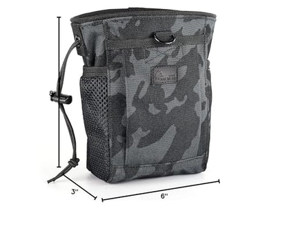 WOLF TACTICAL Drawstring MOLLE Dump Pouch - EDC Drop Bag for Ammo, Magazines, Range Shooting, Hunting, Outdoor Sports (Black Camo)