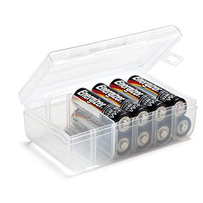 GlossyEnd Set of 4 - Two AA and Two AAA Battery Storage Box, Battery Storage Case, Battery Holder Clear