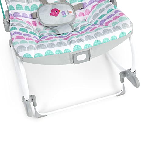 Bright Starts Rosy Rainbow Infant to Toddler Rocker with Vibrations, Baby Seat for Girl or Boy, Newborn +
