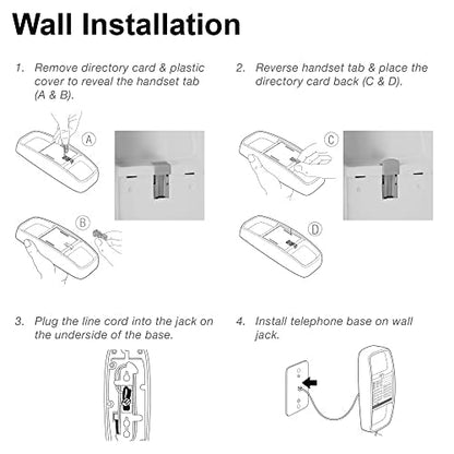 AT&T TRIMLINE 213 Corded Home Phone with Extra Big Buttons & Visual Ringer. No AC Power Required, Improved Easy-Wall-Mount, Lighted Keypad, 10 Speed Dial Keys, Volume Control, Senior Friendly. White