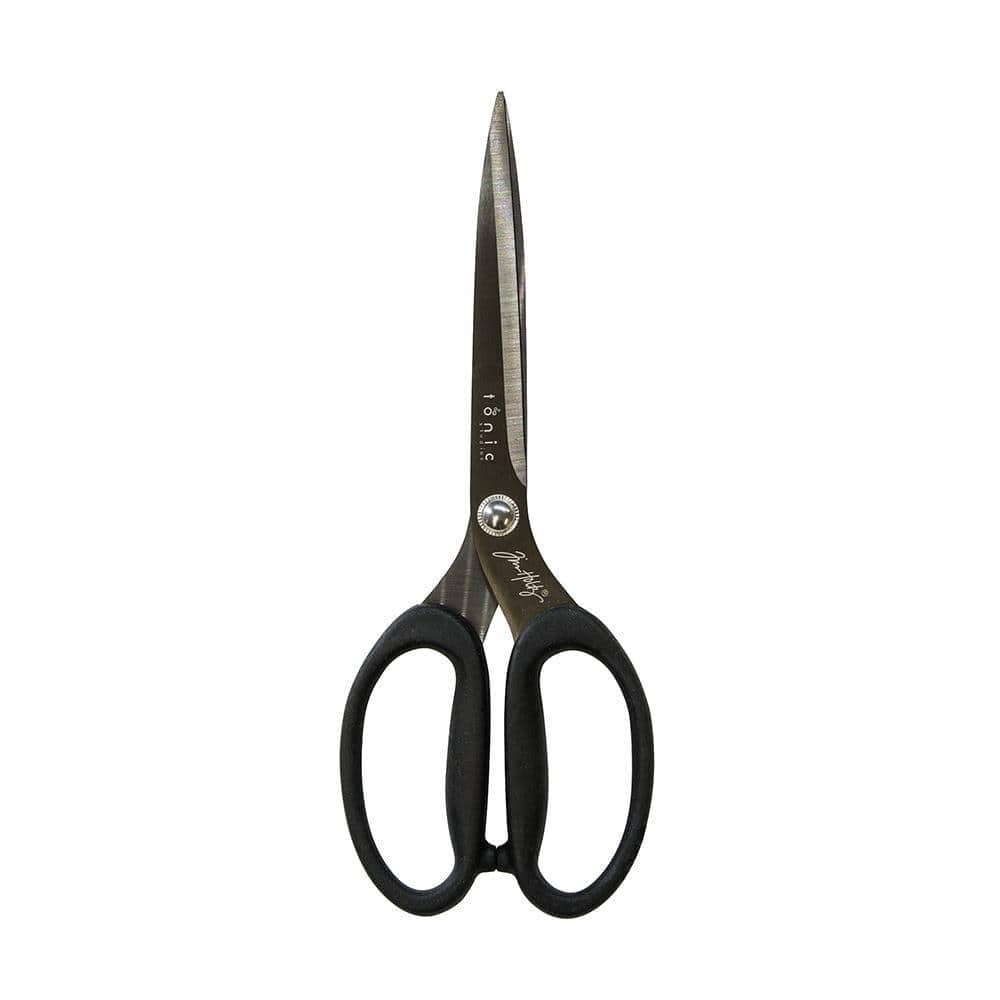 tonic studios Scissors All Purpose - 9.5 Inch Titanium Snips with Micro Serrated Blade Edge - Non Stick Craft Tool for Cutting Paper, Fabric, and Sewing - Comfort Grip Handles