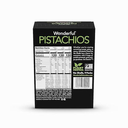 Wonderful Pistachios No Shells, 3 Flavors Mixed Variety Pack of 9 (0.75 Ounce), Roasted & Salted Nuts (4), Chili Roasted (3), Honey Roasted (2), Protein Snacks, Gluten Free, Pantry Staples, Healthy Snacks Variety Pack for Adults