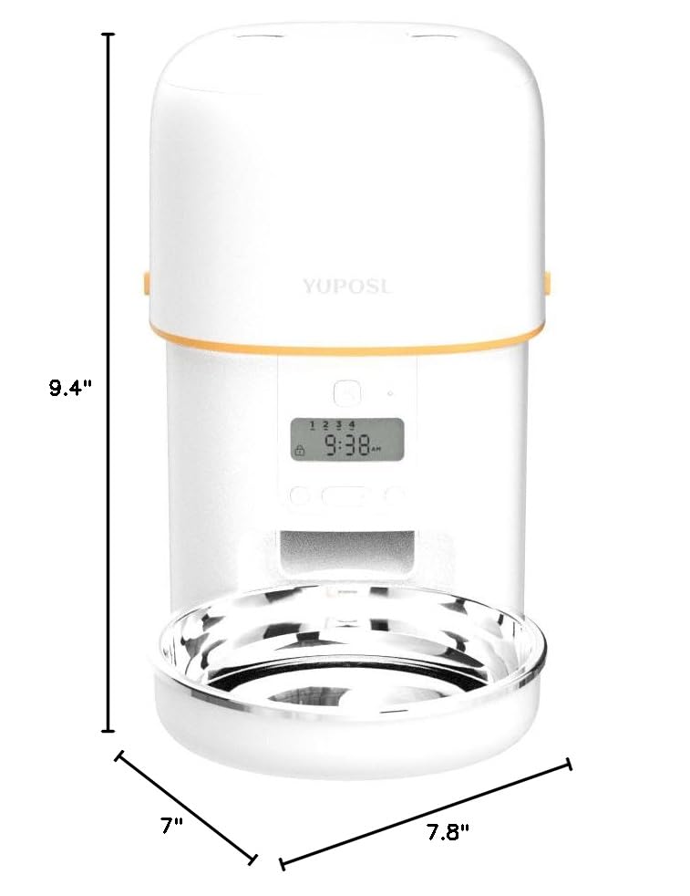 Yuposl Automatic Cat Feeders - 2L Cat Food Dispenser Easy to Use, Timed Automatic Pet Feeder with Over 180-day Battery Life, 1-6 Meals Dry Food Programmable Portion Control Also for Dogs