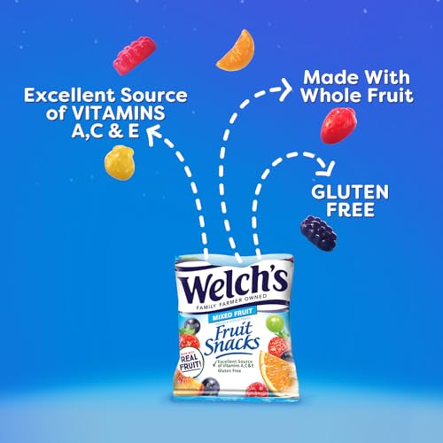 Welch's Fruit Snacks, Mixed Fruit Snack Box, Gluten Free, 0.8oz Snack Packs (Pack of 40)