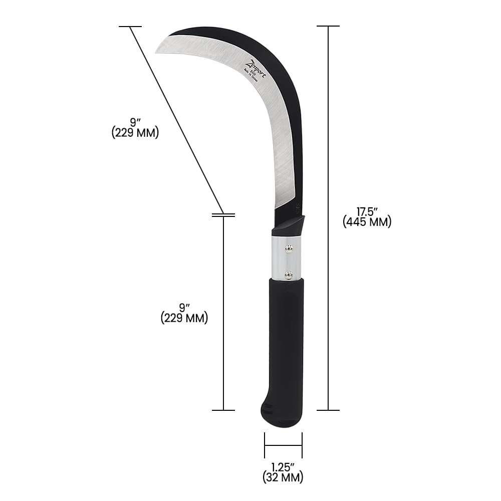 Zenport K310 Brush Clearing Sickle with 9-Inch Carbon Steel Blade and 9-Inch Aluminum Handle - Gardening/Landscaping Hand Sickle with Grip