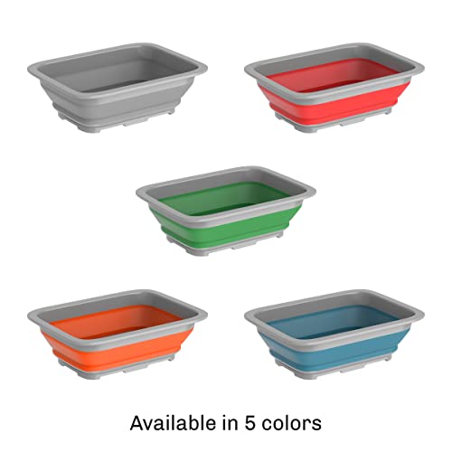 Set of 2 Multipurpose Wash Bins – 10-Liter Basins for Travel or Cleaning – Collapsible Bucket Camping Accessories by Wakeman (Orange)