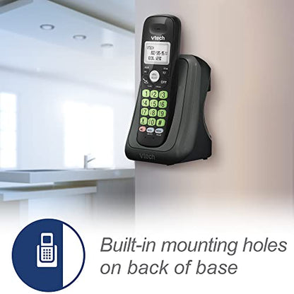 VTech Cordless Phone with DECT 6.0, Full-Duplex Speakerphone, Lighted Display, Backlit Keypad, Caller ID/Call Waiting, Volume Control, Hearing Aid Compatible, Wall Mount | VG131-11 (Black)
