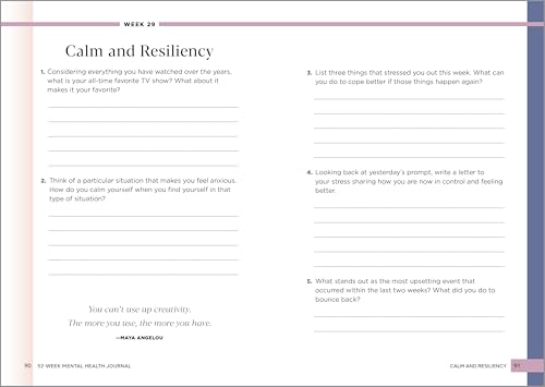 52-Week Mental Health Journal: Guided Prompts and Self-Reflection to Reduce Stress and Improve Well-Being