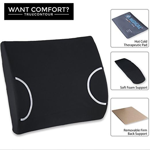 FSA/HSA Eligible, Vaunn Medical Lumbar Support Pillow with Firm Insert & Heated/Cooling Gel Pad