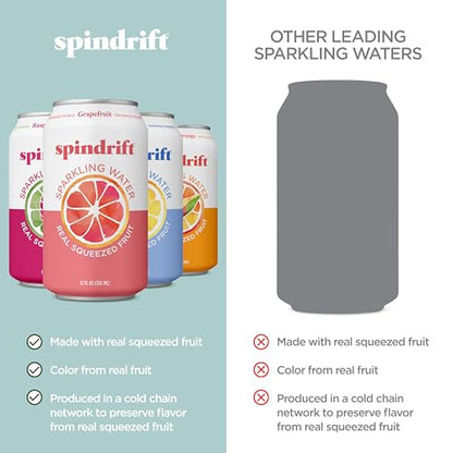 Spindrift Sparkling Water, 4 Flavor Variety Pack, Made with Real Squeezed Fruit, 12 Fl Oz (Pack of 20)