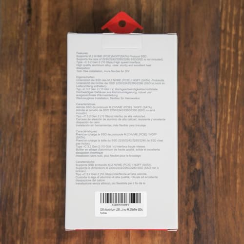 SSK Aluminum M.2 to USB NVMe SATA SSD Enclosure Reader, Tool-Free USB 3.2 Gen 2 10Gbps NVMe PCI-E 6Gbps SATA M-Key / B+M Key Solid State Drive External Adapter with UASP Trim, for SSDs 2242 2260 2280