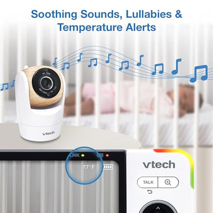 VTech VM928-2HD 5” 720p HD Display 2 Cameras Baby Monitor,110 Wide Angle View,Remote Pan-Tilt-Zoom,Night Vision,Up to 1000ft Range,Temperature Sensor,9 Soothing Sounds & Lullabies,2-Way Talk,No WiFi