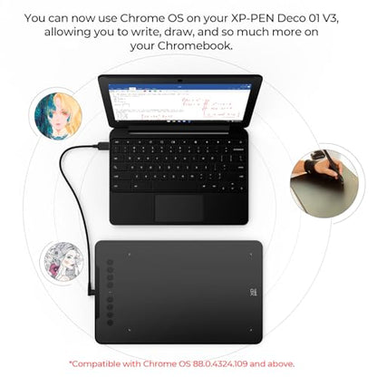 XPPen Updated Deco 01 V3 Drawing Tablet-16384 Levels of Pressure Battery-Free Stylus, 10x6 Inch OSU Graphic Tablet, 8 Hotkeys for Digital Art, Teaching, Gaming Drawing Pad for Chrome, PC, Mac, Android