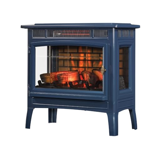 duraflame Freestanding Electric Fireplace Stove Heater with 3D Flame Effect for 1,000 Sq. Ft. Room, Navy