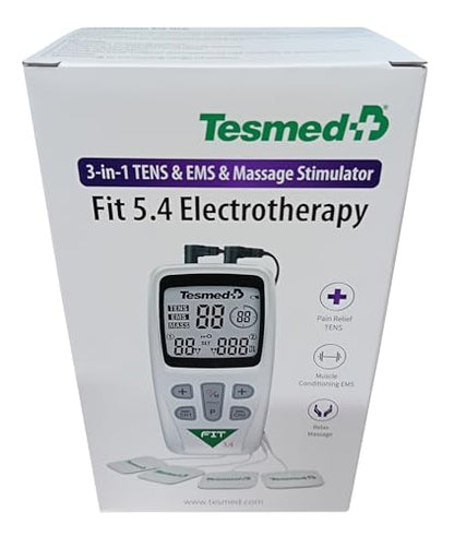 TESMED Fit 5.4: TENS Unit, EMS Muscle Stimulator & Muscle Massager (3-in-1), 22 Programs, 6 Customizable, Ideal for Pain Relief and Muscle Stimulation, 4 Electrodes
