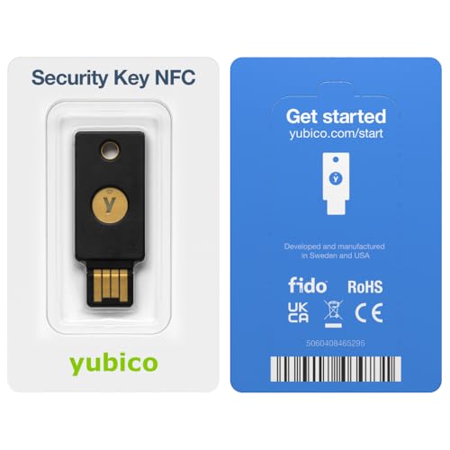 Yubico - Security Key NFC - Basic Compatibility - Multi-factor authentication (MFA) Security Key, Connect via USB-A or NFC, FIDO Certified