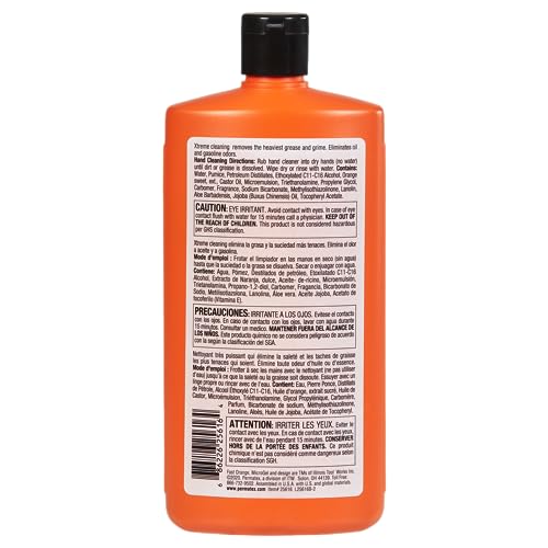 Fast Orange 25616 Xtreme Heavy Duty Hand Cleaner, Natural Citrus Scent, Waterless Cleaner For Mechanics, Strong Grease Fighter, Eliminates Odors while Protecting Skin 15 Fl. Oz