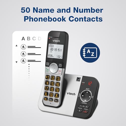 VTech VG232 Cordless Phone with Answering Machine - with Large Display Full-Duplex Speakerphone Caller ID/Call Waiting Last 10 Number Redial