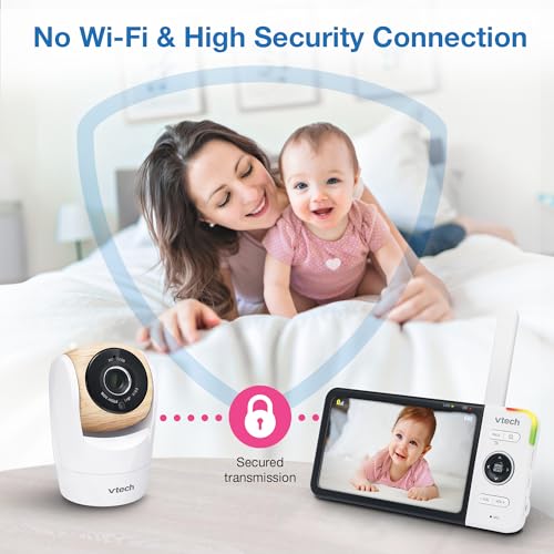 VTech VM928-2HD 5” 720p HD Display 2 Cameras Baby Monitor,110 Wide Angle View,Remote Pan-Tilt-Zoom,Night Vision,Up to 1000ft Range,Temperature Sensor,9 Soothing Sounds & Lullabies,2-Way Talk,No WiFi