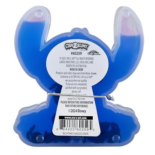 CRA-Z-Slimy Stitch Slime Toy- Glossy, Stretchy, Super Soft, Smooth Blue Stitch Slime with Stitch Shaped Confetti Mix-Ins for Boys and Girls, Lilo and Stitch Kids Toy Gift