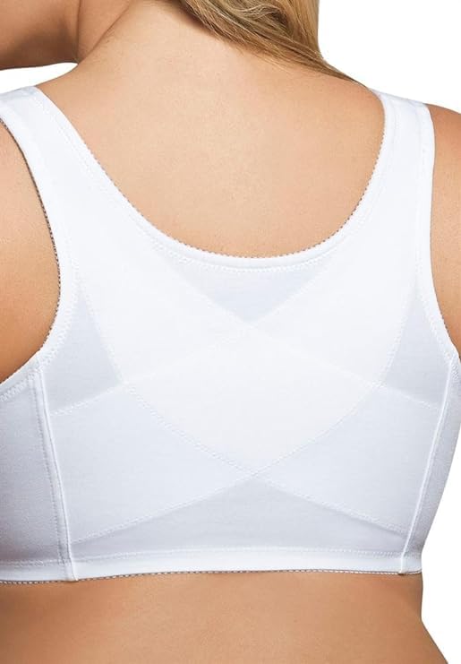 Exquisite Form 5100531 Women's Fully Wireless Cotton Back & Posture Support Bra with Front Closure & Lace White