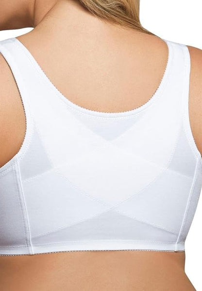 Exquisite Form 5100531 Women's Fully Wireless Cotton Back & Posture Support Bra with Front Closure & Lace White
