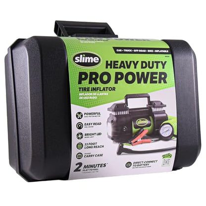 Slime 40026 Tire Inflator, Portable Car, SUV, 4x4 Air Compressor, Heavy Duty, 2x Pro Power, Heavy Duty, with Analog 150 psi Dial Gauge