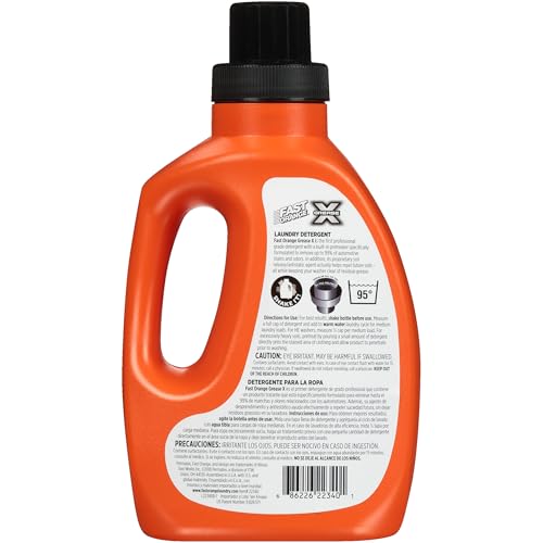 Fast Orange 22340 Fast Orange Grease X Mechanic's Laundry Detergent Liquid, 40 Fl. Oz. Stains, Soils & Odor Eliminator for Clothes, Heavy Duty Formula & Degreaser to Deep Clean Active Wear Clothing